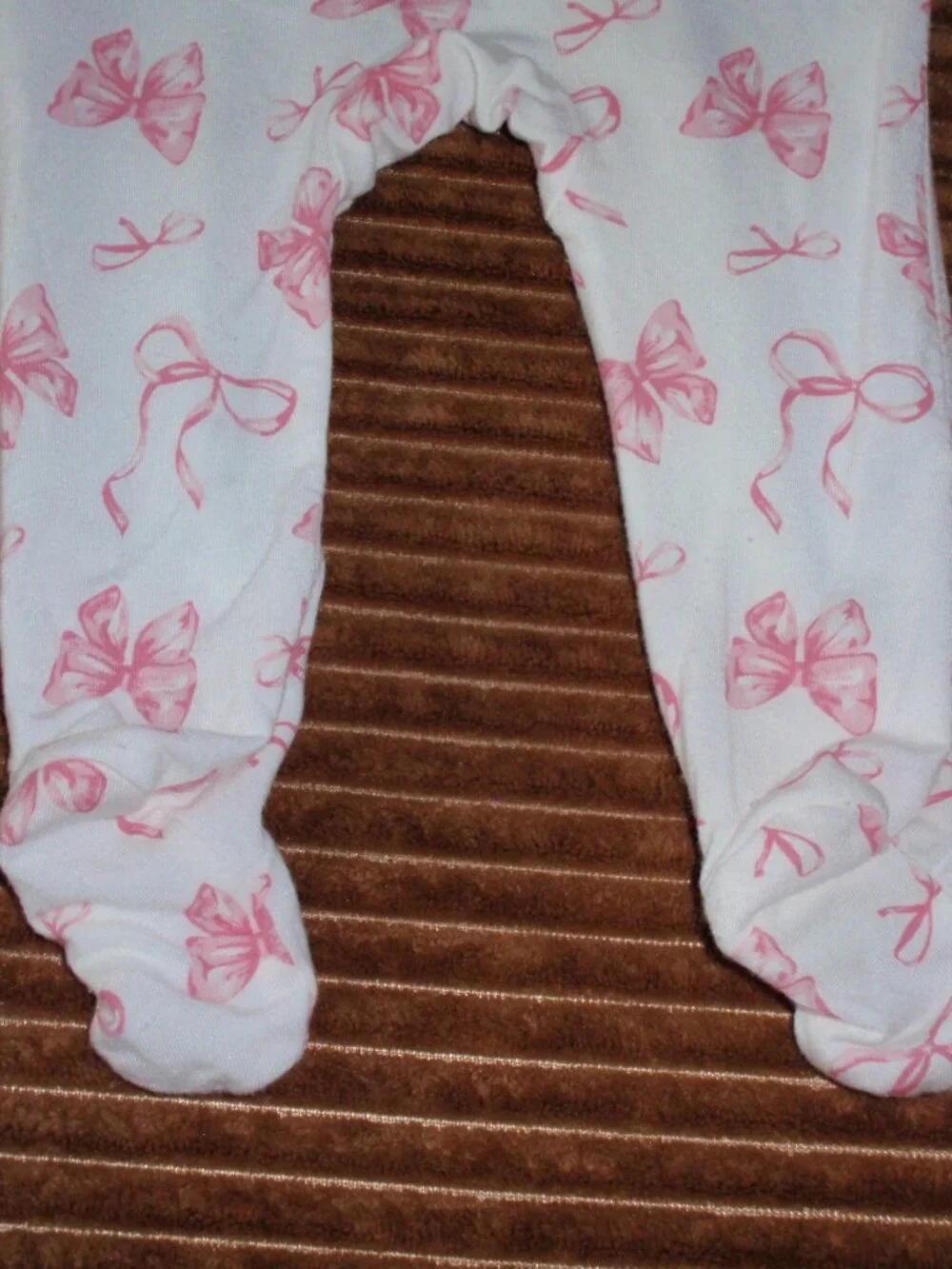 Tres Beau et Belle Baby Girl Footie One-Piece Pajamas Pink Bows Sz 0-3m Newborn
